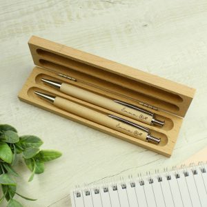 Personalised Floral Wooden Pen and Box Set