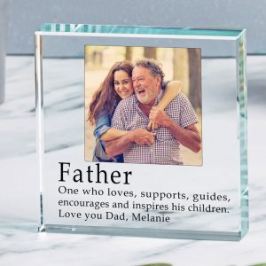 Definition of a Dad Personalised Glass Photo Upload Token