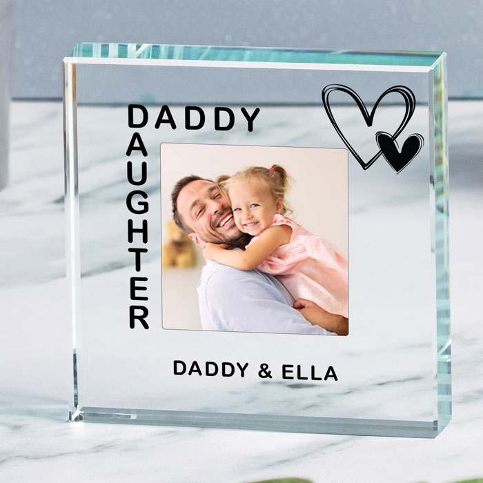 Personalised Daddy & Daughter Glass Photo Upload Token