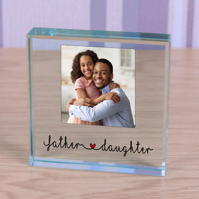 Father & Daughter Glass Photo Upload Token