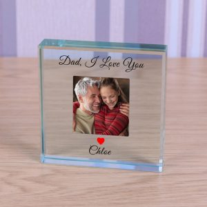Personalised Dad I Love You Glass Photo Token