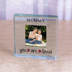 Personalised You Are Loved Glass Photo Upload Token
