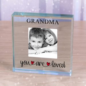 Personalised You Are Loved Glass Photo Upload Token