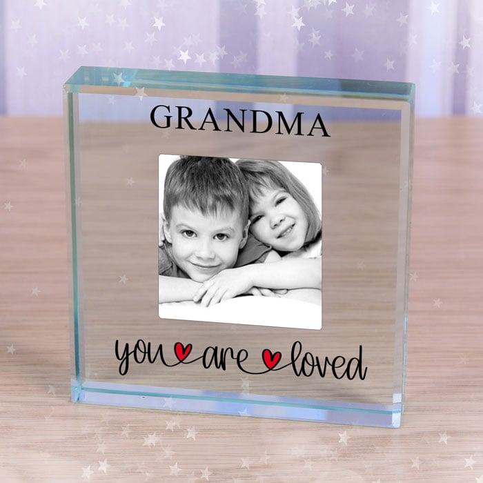 Personalised You Are Loved Glass Photo Upload Token