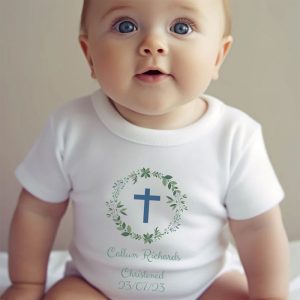 Personalised Christened Baby Vest: Newborn, 0-3, 6-12 Months