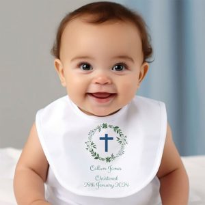 Personalised Christened or Baptism Baby Bib For Boy or Girl