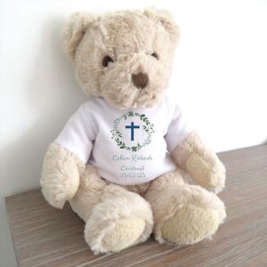 Personalised Luxury Christening Teddy Bear in a Tee Shirt