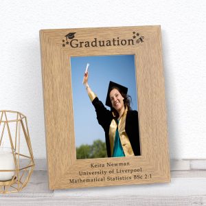 Personalised Oak Finish Graduation Photo Frame 6 x 4 Inch