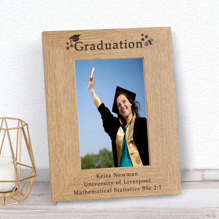 Personalised Oak Finish Graduation Photo Frame 7 x 5 Inch