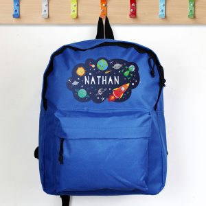 Kid's Personalised Space Blue Backpack Bag School Nursery