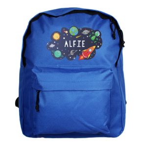 Kid's Personalised Space Blue Backpack Bag School Nursery