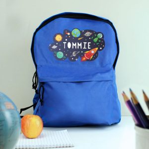 Kid's Personalised Space Blue Backpack Bag School Nursery