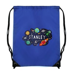 Personalised Space Themed Blue Kit Bag School, P.E, Swim