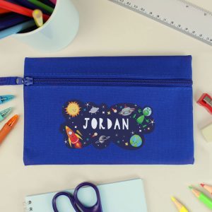 Personalised Space Themed Blue Pencil Case