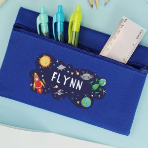 Personalised Space Themed Blue Pencil Case