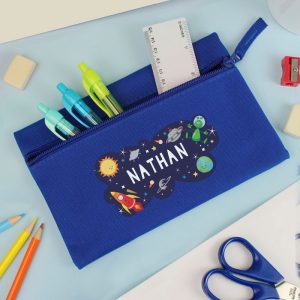 Personalised Space Themed Blue Pencil Case
