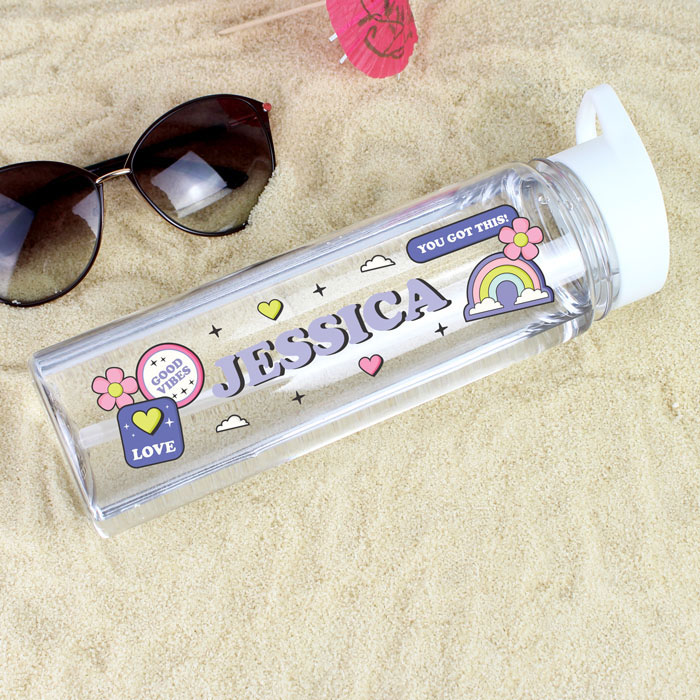 Girl's Personalised Good Vibes Water Bottle