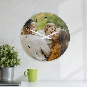 Personalised Photo Upload Glass Wall Clock 30cm