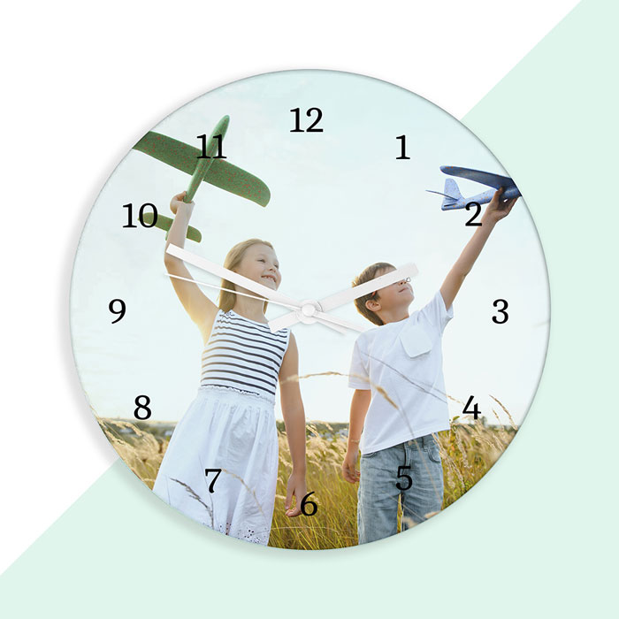 Personalised Photo Upload Glass Wall Clock 30cm
