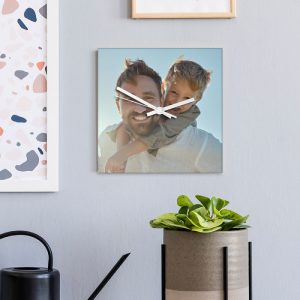 Photo Upload Glass Square Wall Clock 32cm