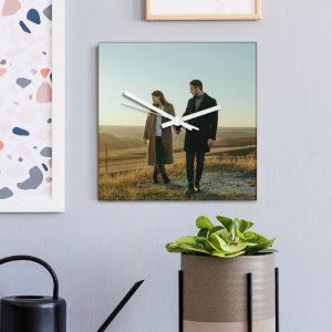 Photo Upload Glass Square Wall Clock 32cm