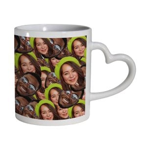 Couples Photo Upload Heart Handle Ceramic Mug