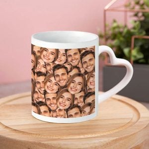 Couples Photo Upload Heart Handle Ceramic Mug