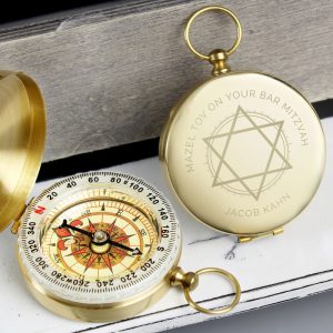 Boys Personalised Bar Mitzvah Star of David Keepsake Compass