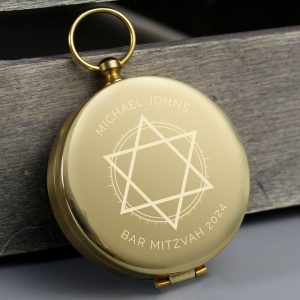 Boys Personalised Bar Mitzvah Star of David Keepsake Compass