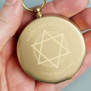 Boys Personalised Bar Mitzvah Star of David Keepsake Compass