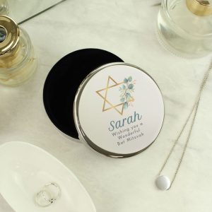 Girl's Personalised Bat Mitzvah Silver Plated Trinket Box
