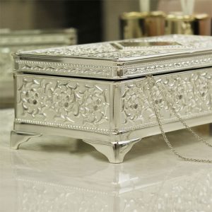 Personalised Antique Silver Plated Ornate Jewellery Box