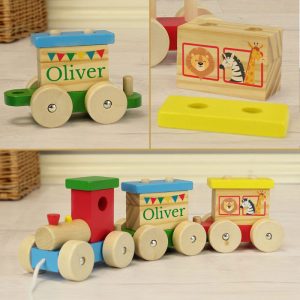 Personalised Wooden Circus Toy Train Toddler Gift