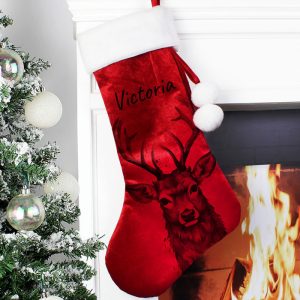 Personalised Stag Red Christmas Stocking