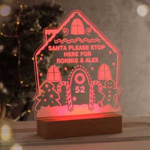 Personalised Gingerbread House Christmas LED Stop Here Sign