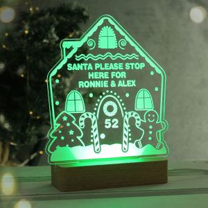 Personalised Gingerbread House Christmas LED Stop Here Sign