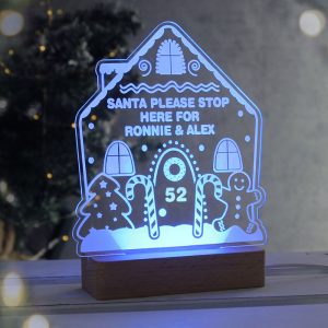 Personalised Gingerbread House Christmas LED Stop Here Sign