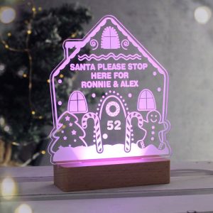 Personalised Gingerbread House Christmas LED Stop Here Sign
