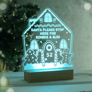 Personalised Gingerbread House Christmas LED Stop Here Sign