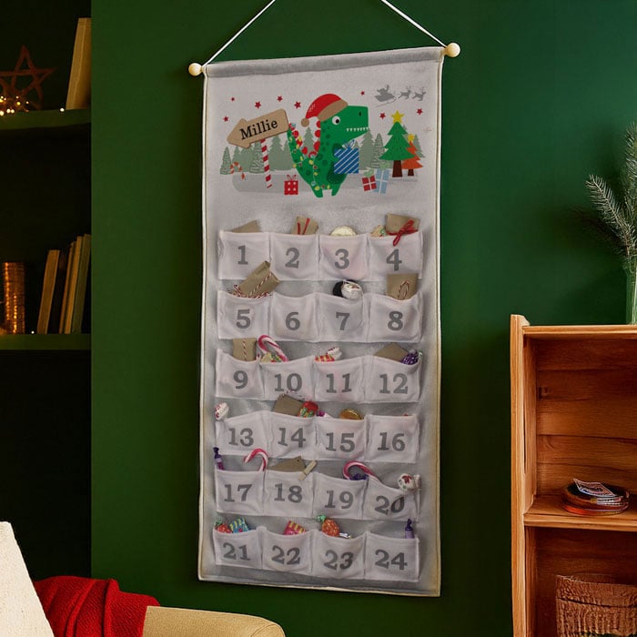 Kid's Personalised Dinosaur Fabric Advent Calendar