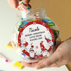 Personalised Gonk Christmas Sweet Jar Plus Sweets