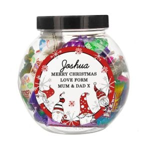 Personalised Gonk Christmas Sweet Jar Plus Sweets