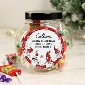 Personalised Gonk Christmas Sweet Jar Plus Sweets