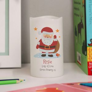 Personalised Christmas Santa LED Flame-less Candle