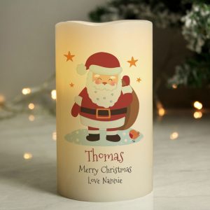 Personalised Christmas Santa LED Flame-less Candle