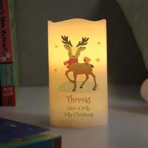 Personalised Christmas Reindeer LED Flameless Candle