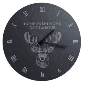 Personalised Stag Slate Wall Clock