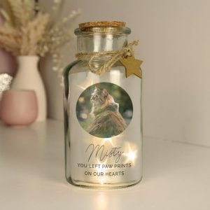 Personalised Photo Upload LED Jar Pet Cat Memorial Gift