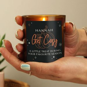 Personalised Pumpkin Amber Glass Halloween Candle