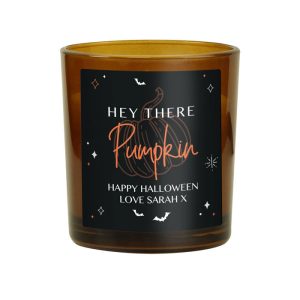 Personalised Pumpkin Amber Glass Halloween Candle